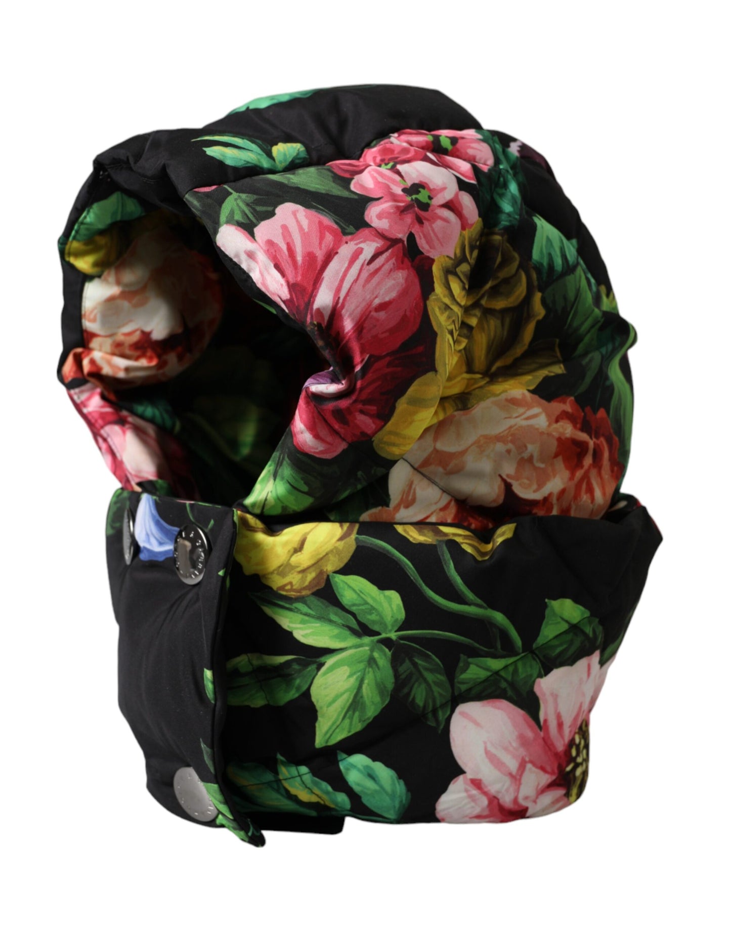 Dolce &amp; Gabbana Black Floral Print Full Head Wrap Hat