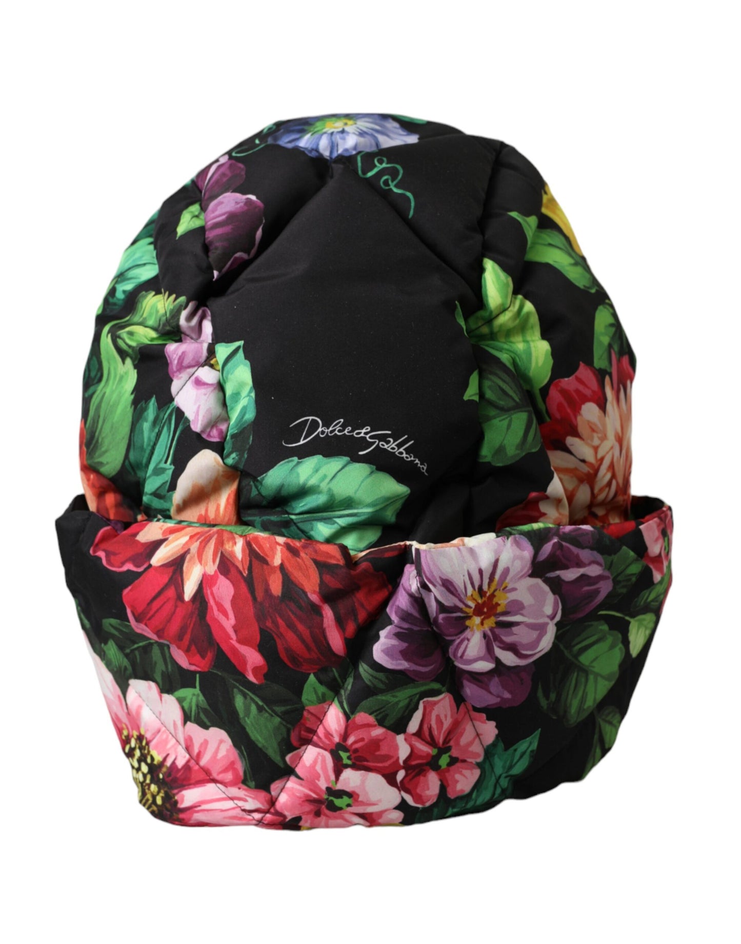 Dolce &amp; Gabbana Black Floral Print Full Head Wrap Hat