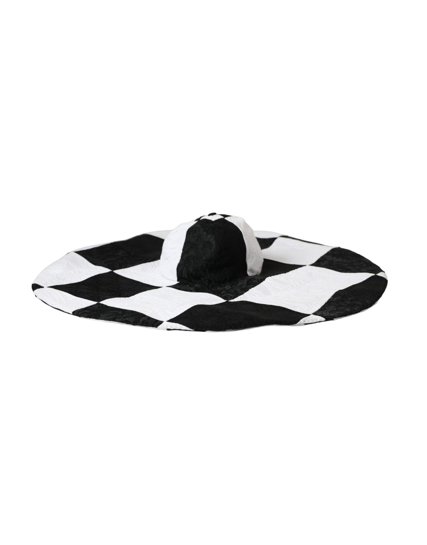 Dolce &amp; Gabbana Black and white checked wide brim floppy hat