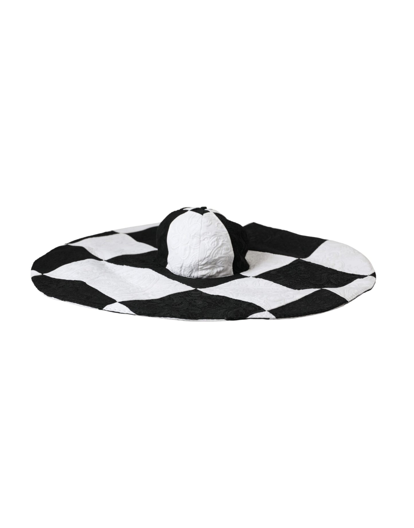 Dolce &amp; Gabbana Black and white checked wide brim floppy hat