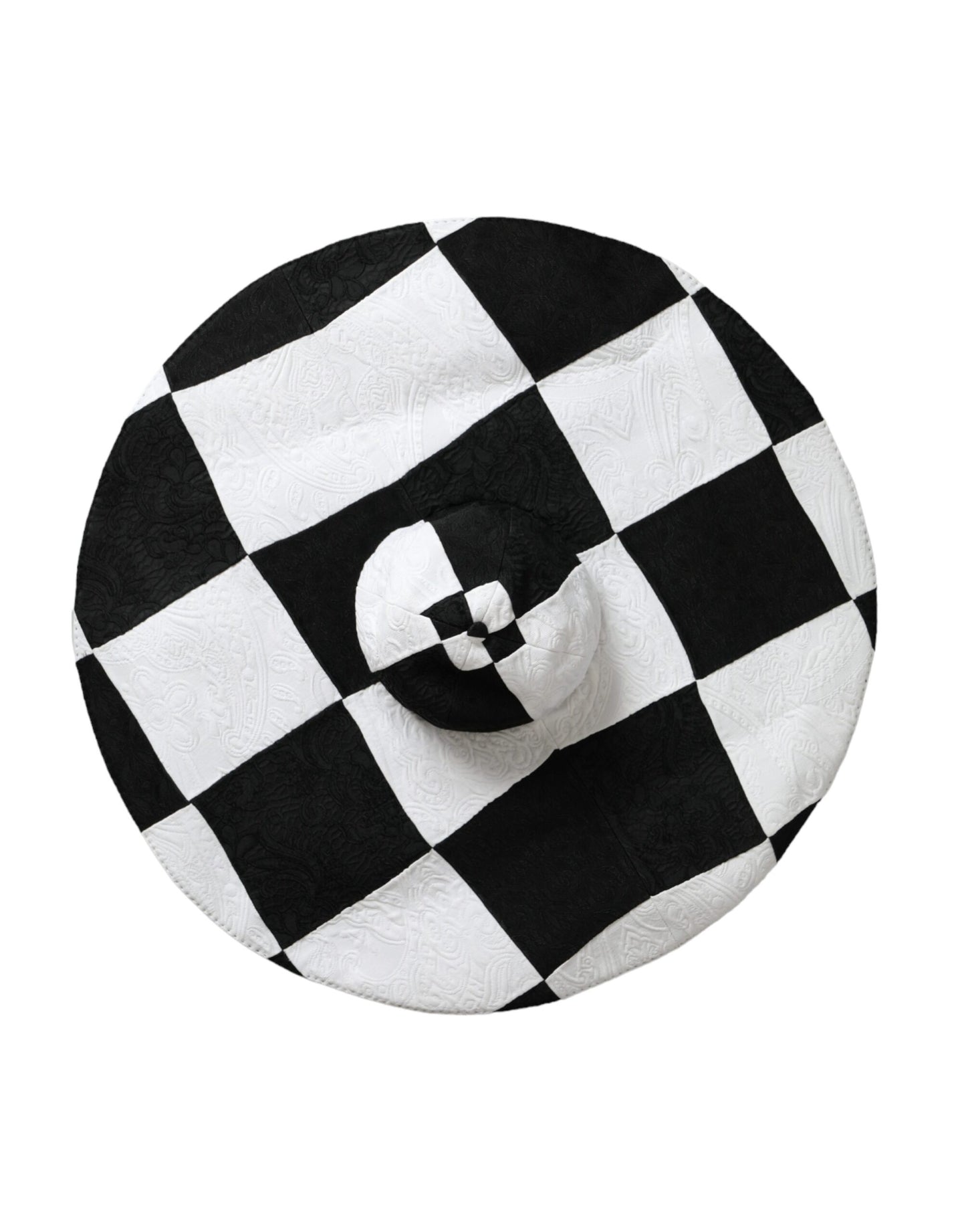 Dolce &amp; Gabbana Black and white checked wide brim floppy hat