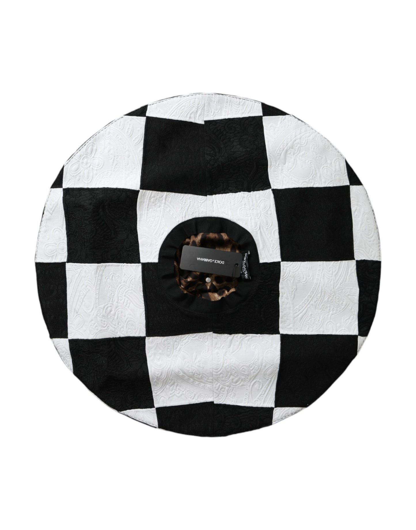 Dolce &amp; Gabbana Black and white checked wide brim floppy hat