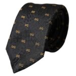 Dolce &amp; Gabbana Black silk tie with brand logo, adjustable