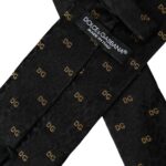 Dolce &amp; Gabbana Black silk tie with brand logo, adjustable