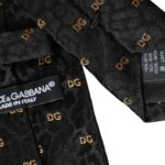 Dolce &amp; Gabbana Black silk tie with brand logo, adjustable