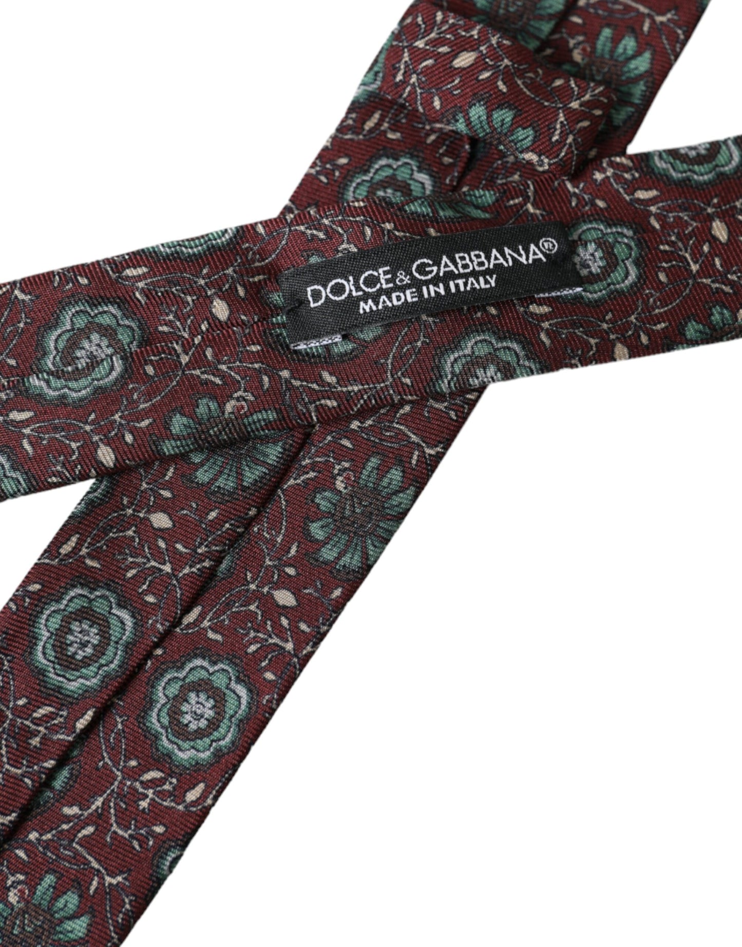 Dolce & Gabbana Maroon Floral 100% Seide Verstellbare Herrenkrawatte