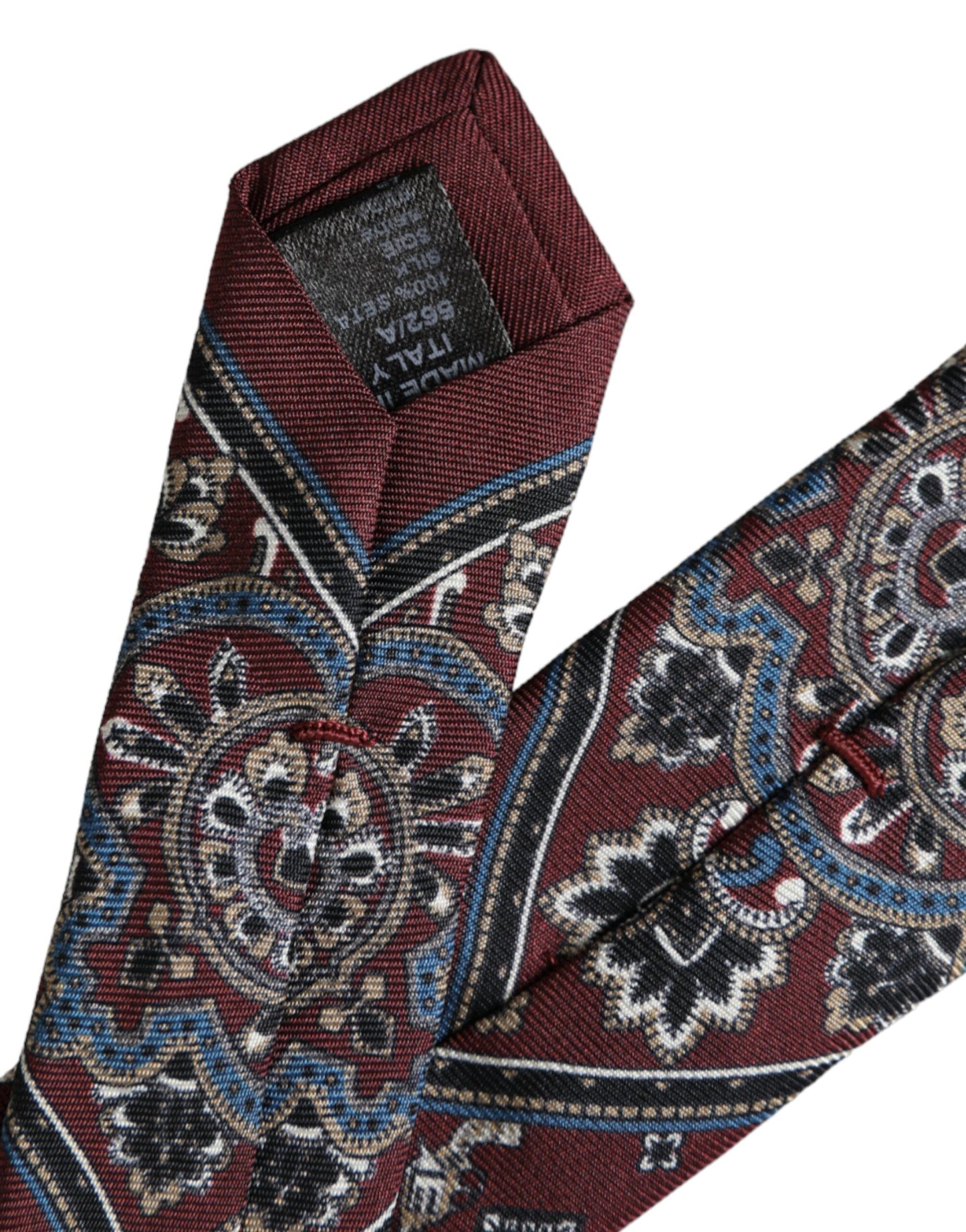 Dolce &amp; Gabbana Bordeaux Printed 100% Silk Adjustable Men's Tie