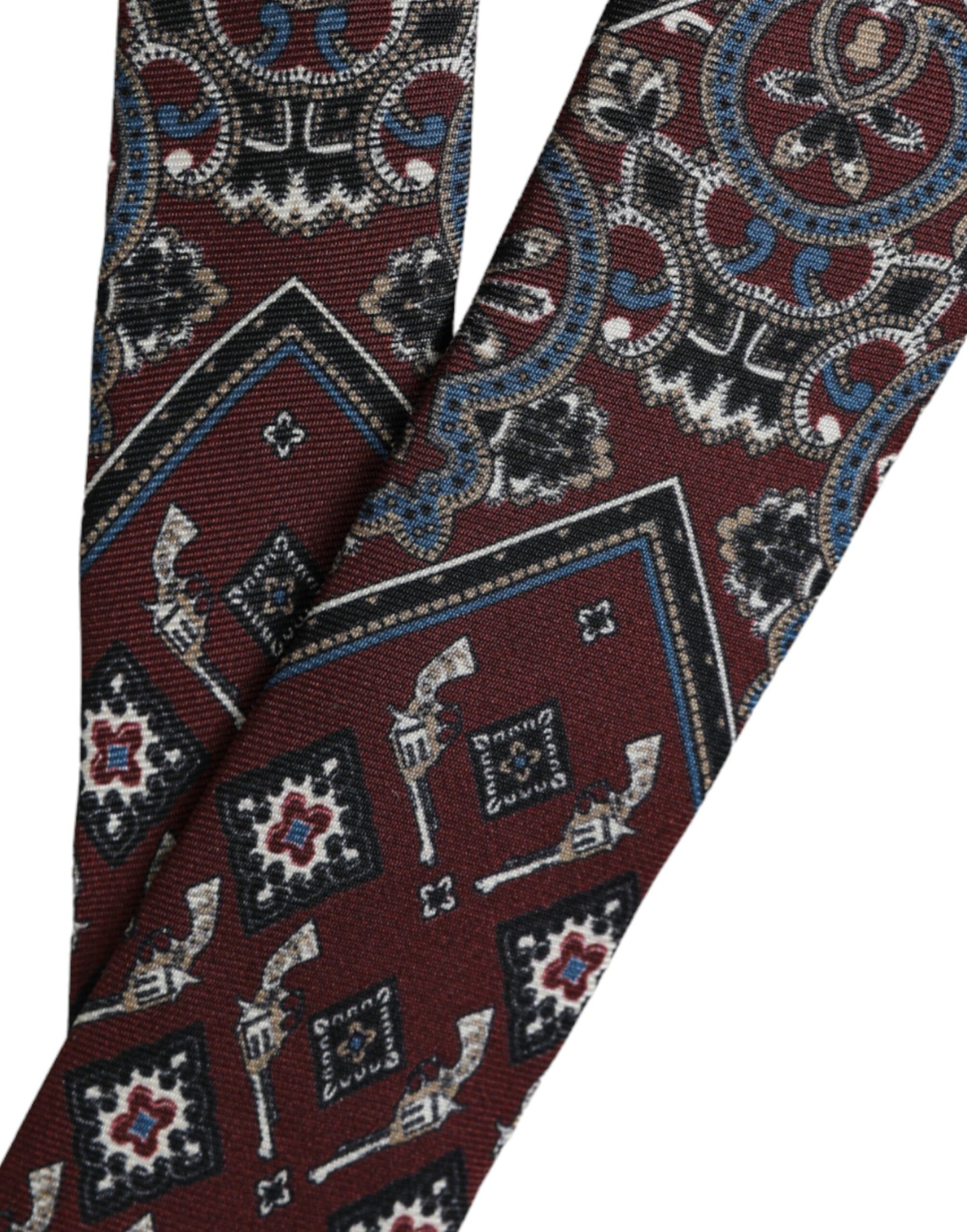 Dolce &amp; Gabbana Bordeaux Printed 100% Silk Adjustable Men's Tie