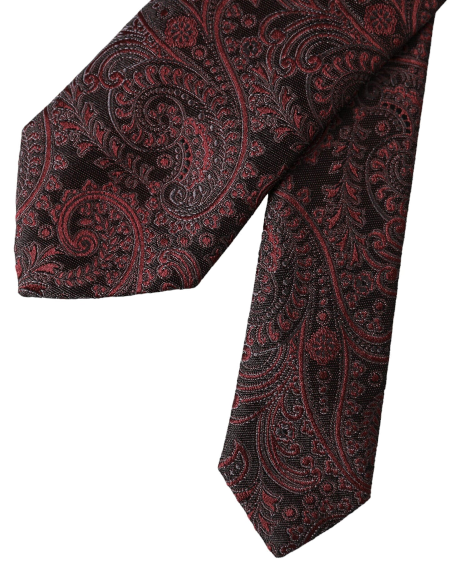 Dolce &amp; Gabbana Bordeaux patterned silk tie for men, adjustable