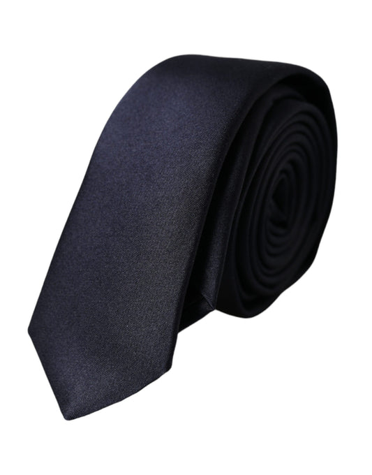 Dolce &amp; Gabbana Dark Blue Solid Silk Tie for Men, Adjustable