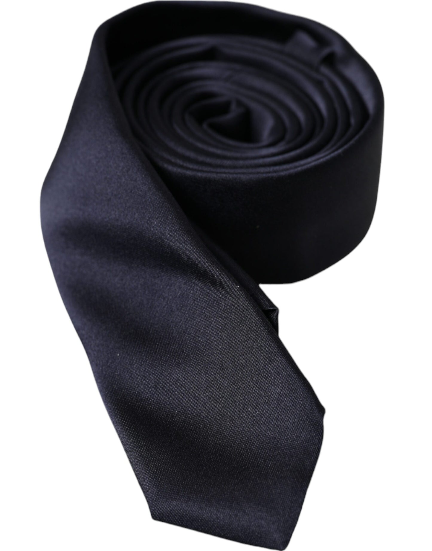 Dolce &amp; Gabbana Dark Blue Solid Silk Tie for Men, Adjustable