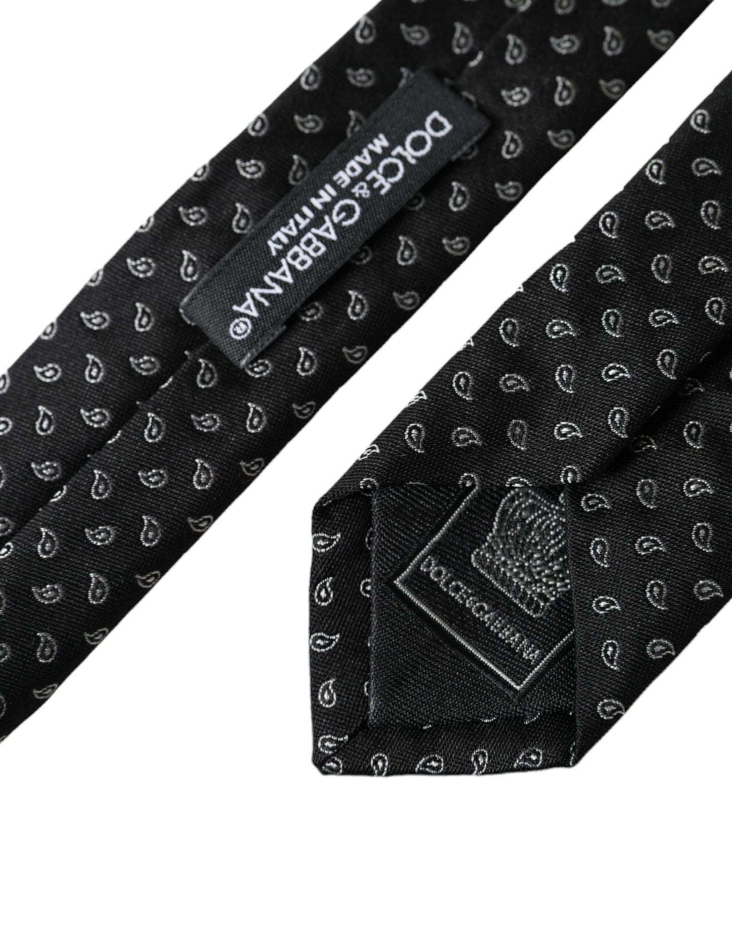 Dolce & Gabbana Schwarze Jacquard-gemusterte Seidenkrawatte für Männer, verstellbar