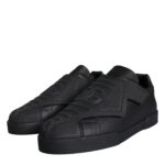 Dolce & Gabbana Schwarz Leder Slip On Low Top Sneakers Schuhe