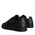 Dolce & Gabbana Schwarz Leder Slip On Low Top Sneakers Schuhe