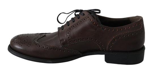 Dolce & Gabbana Elegante Derby Brogues aus braunem Leder