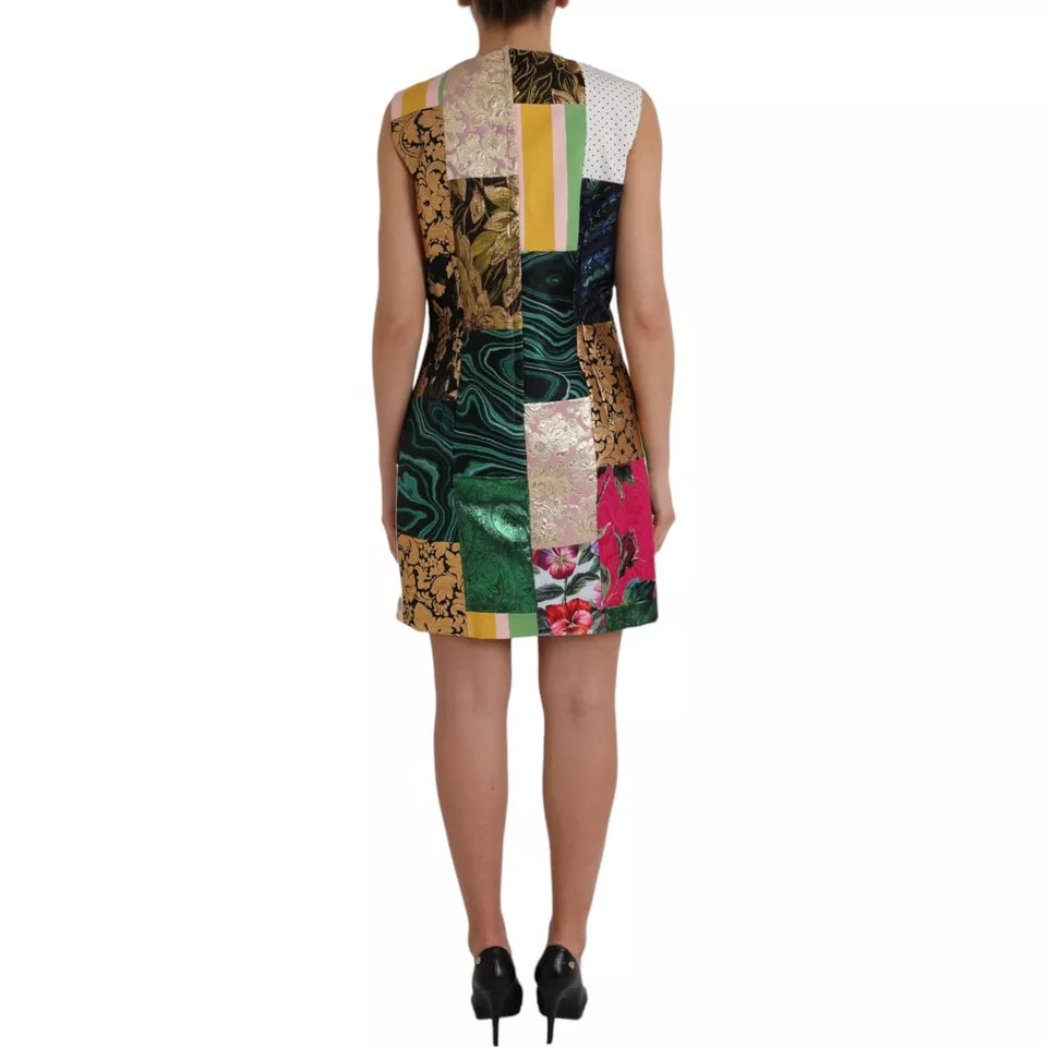 Dolce & Gabbana Mehrfarbiges Jacquard-Patchwork-Schiebekleid