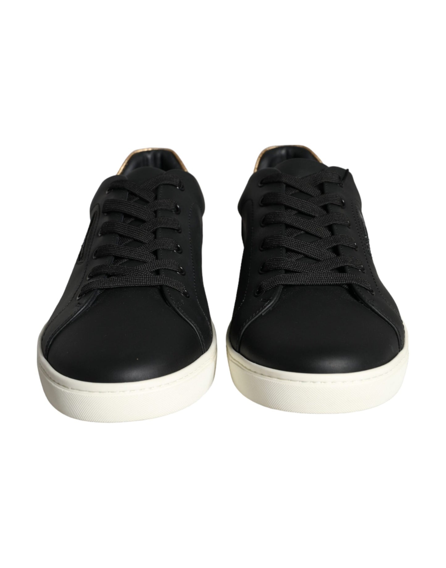 Dolce &amp; Gabbana Black Leather Portofino Low Top Sneakers Shoes