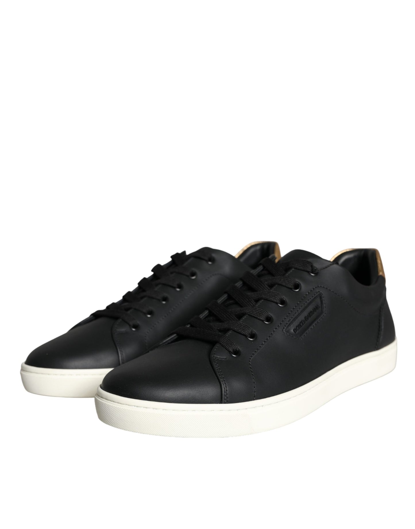 Dolce &amp; Gabbana Black Leather Portofino Low Top Sneakers Shoes