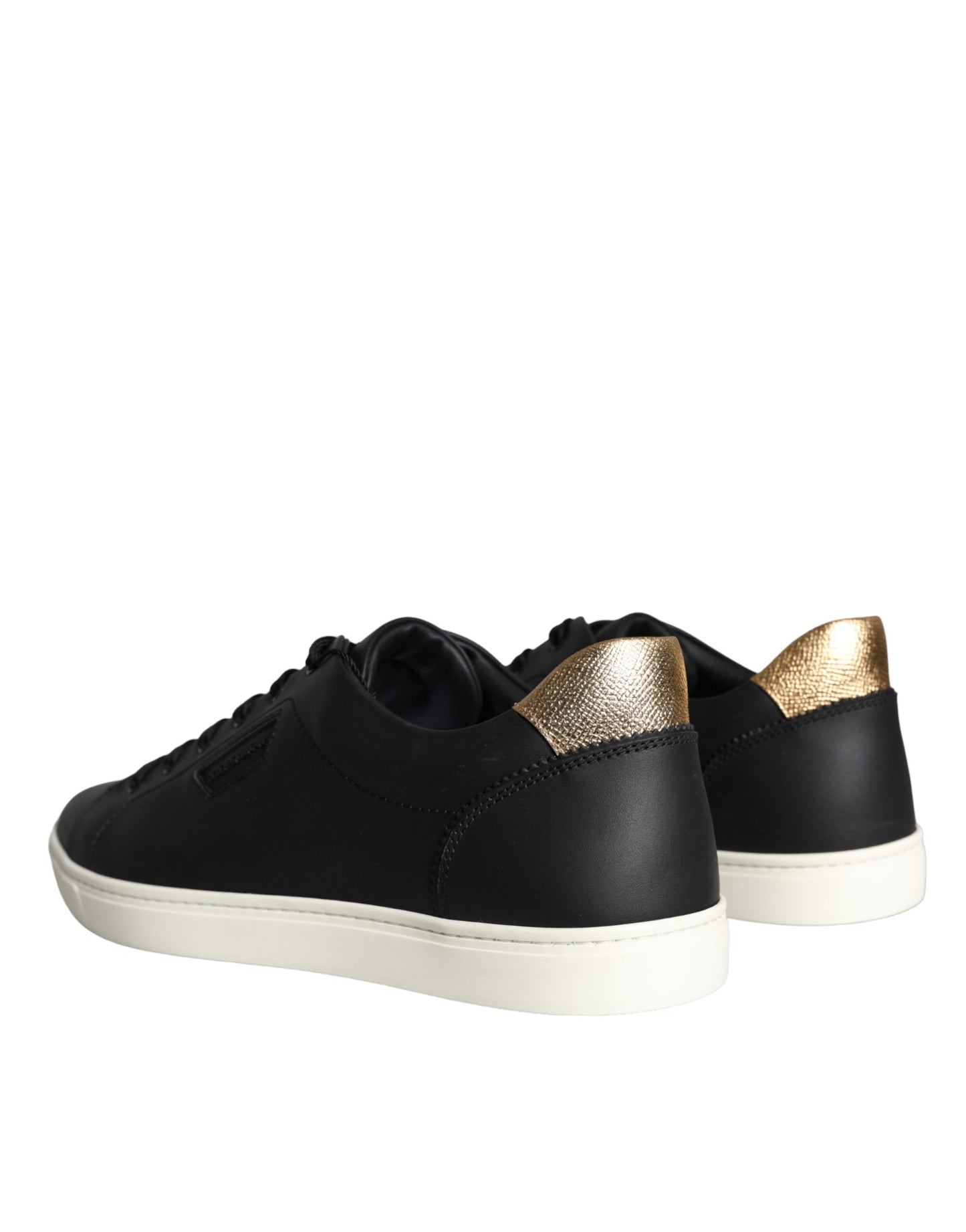 Dolce &amp; Gabbana Black Leather Portofino Low Top Sneakers Shoes