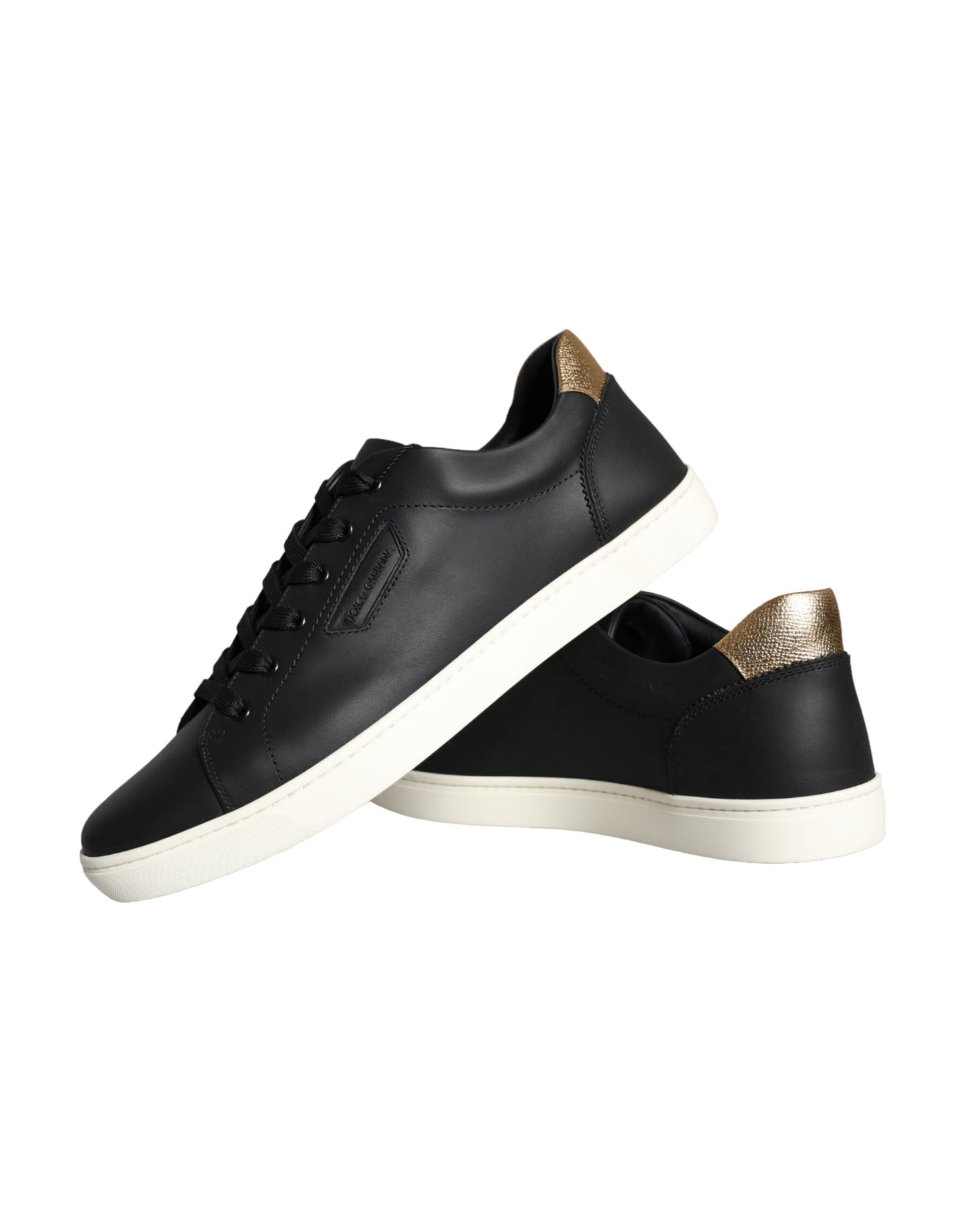 Dolce &amp; Gabbana Black Leather Portofino Low Top Sneakers Shoes