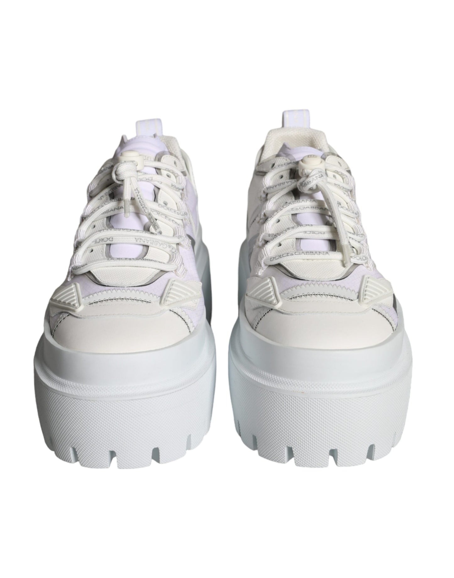 Dolce &amp; Gabbana White Silver Chunky Platform Sneakers Shoes