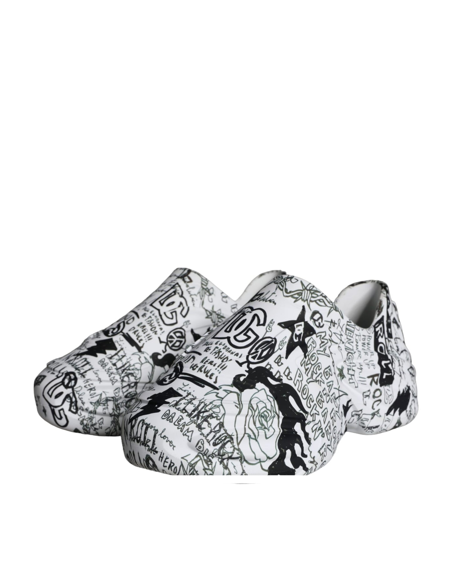 Dolce &amp; Gabbana White Black Graffiti Daymaster Sneakers Shoes