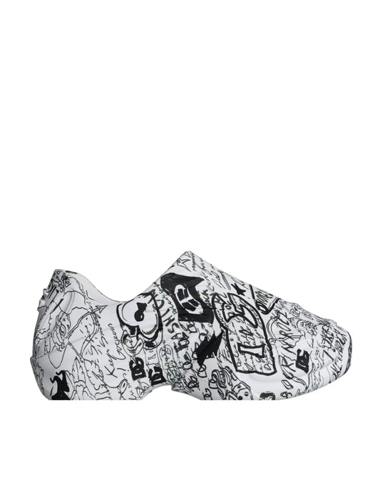 Dolce &amp; Gabbana White Black Graffiti Daymaster Sneakers Shoes