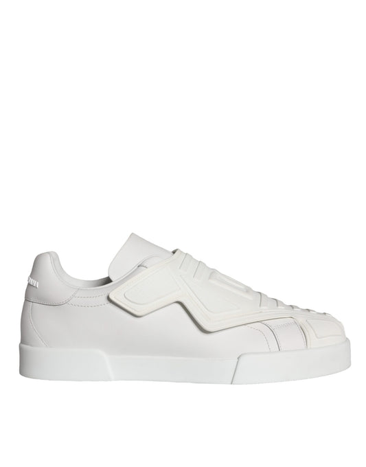 Dolce &amp; Gabbana Shoes White Leather Slip On Low Top Sneakers