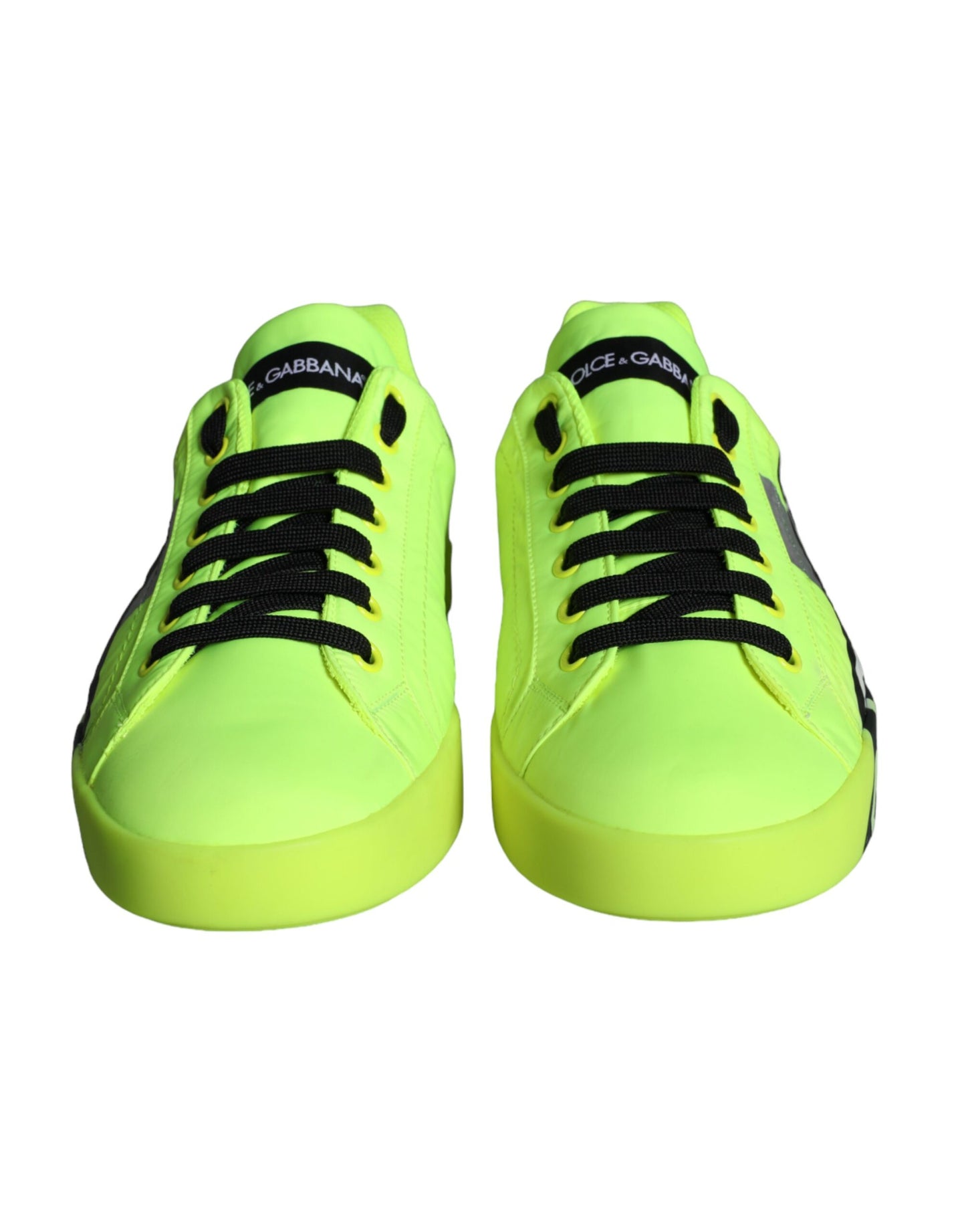 Dolce &amp; Gabbana Neon Green Logo Tape Low Top Sneakers Shoes