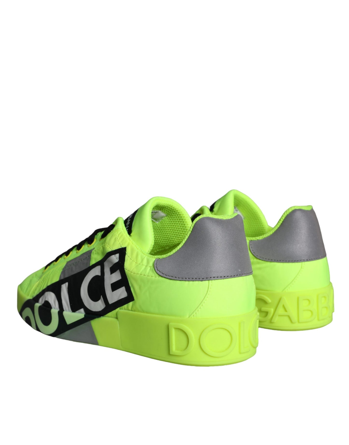 Dolce &amp; Gabbana Neon Green Logo Tape Low Top Sneakers Shoes