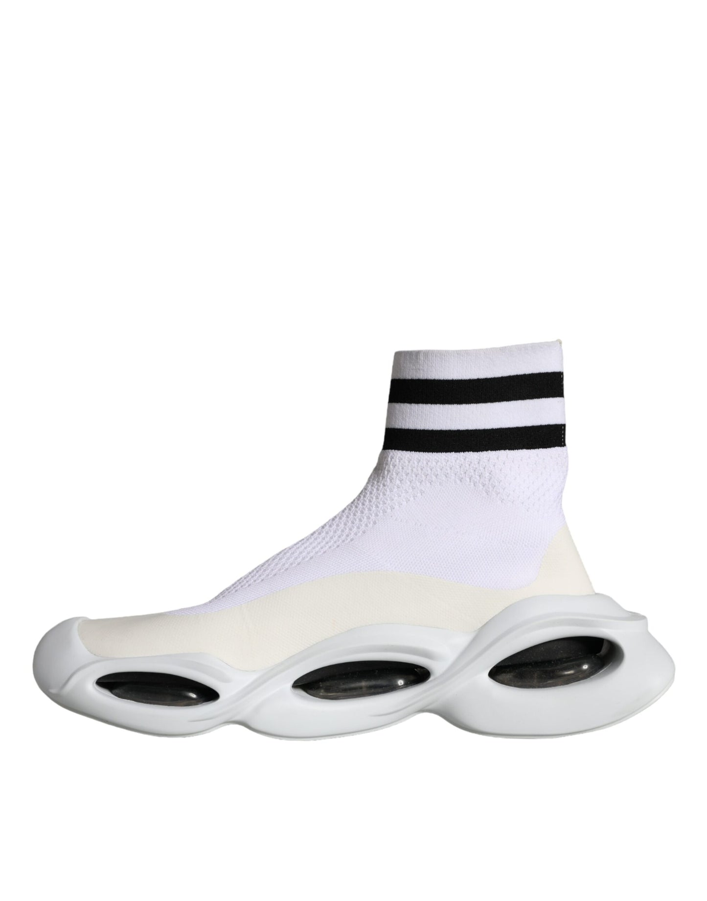 Dolce &amp; Gabbana White Black Slip On Wave Socks Sneakers Shoes