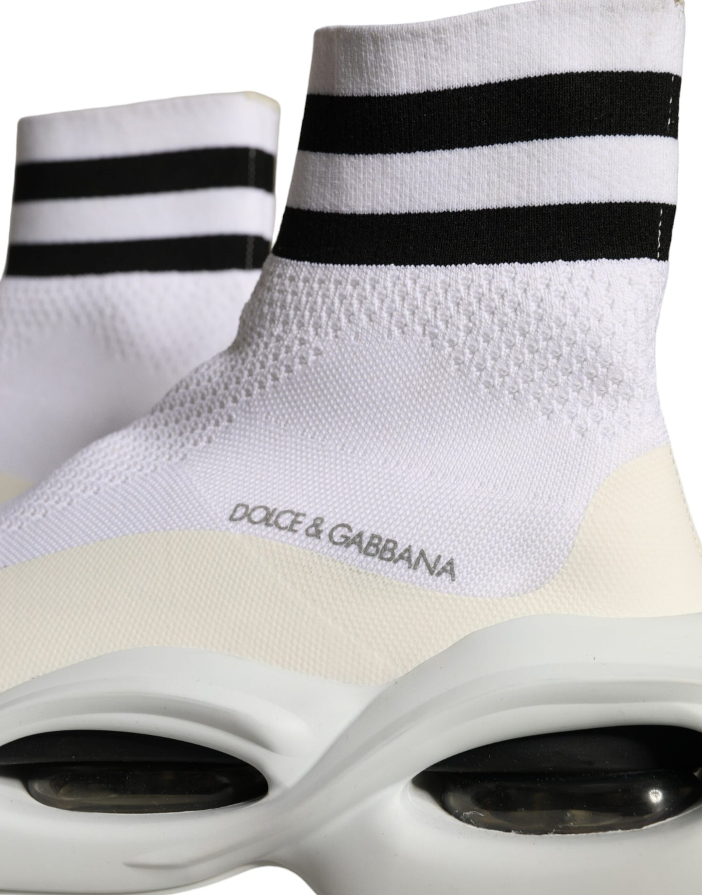 Dolce &amp; Gabbana White Black Slip On Wave Socks Sneakers Shoes