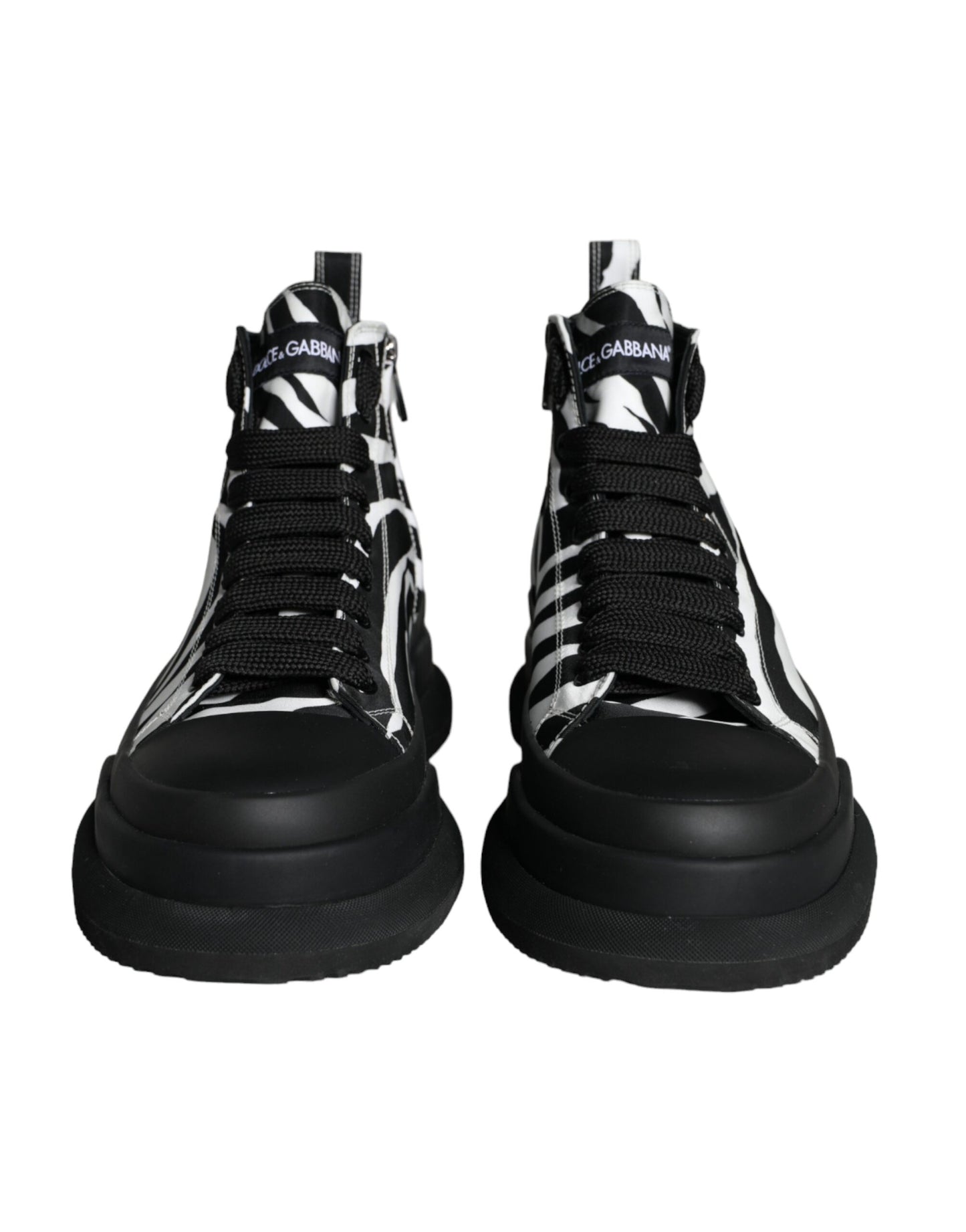 Dolce &amp; Gabbana Black White Zebra High Top Men Sneakers Shoes