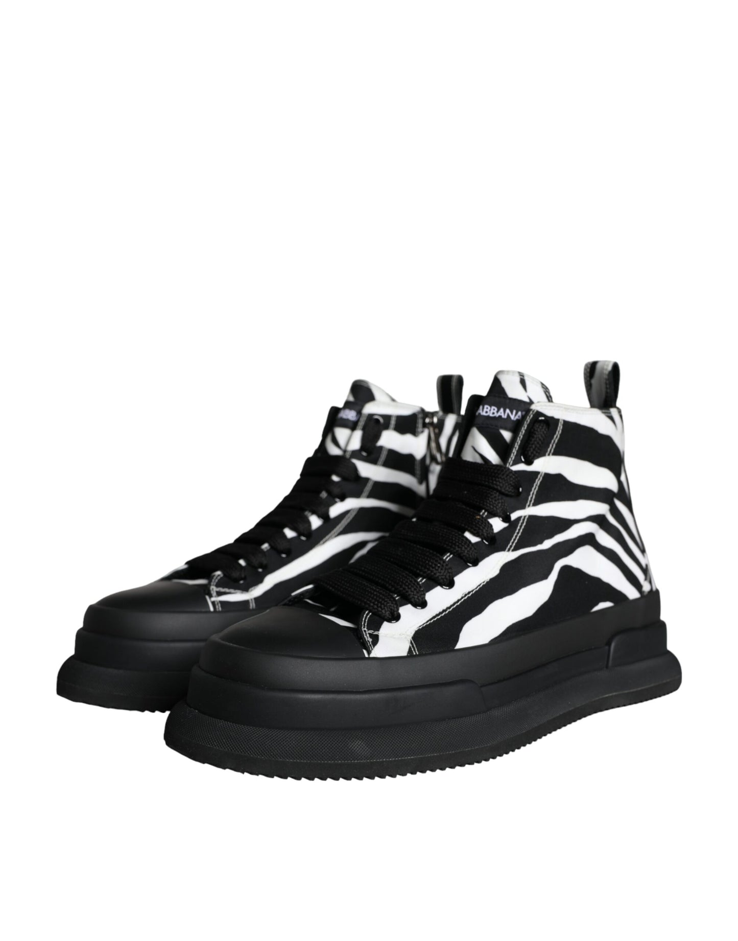 Dolce &amp; Gabbana Black White Zebra High Top Men Sneakers Shoes