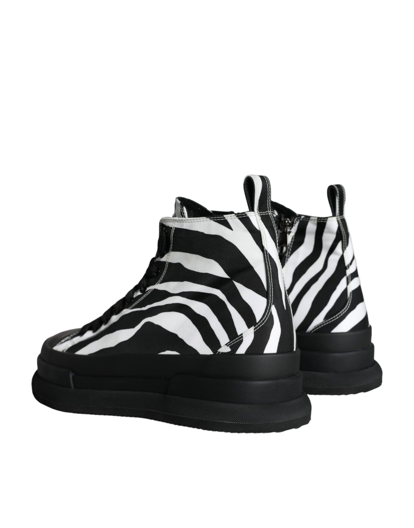 Dolce &amp; Gabbana Black White Zebra High Top Men Sneakers Shoes