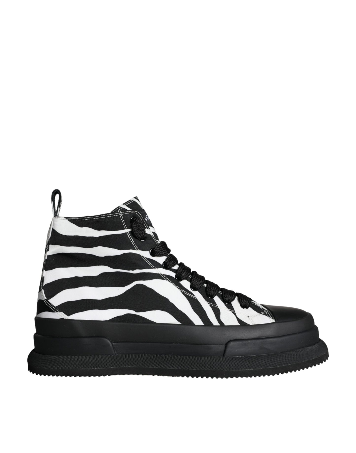 Dolce &amp; Gabbana Black White Zebra High Top Men Sneakers Shoes