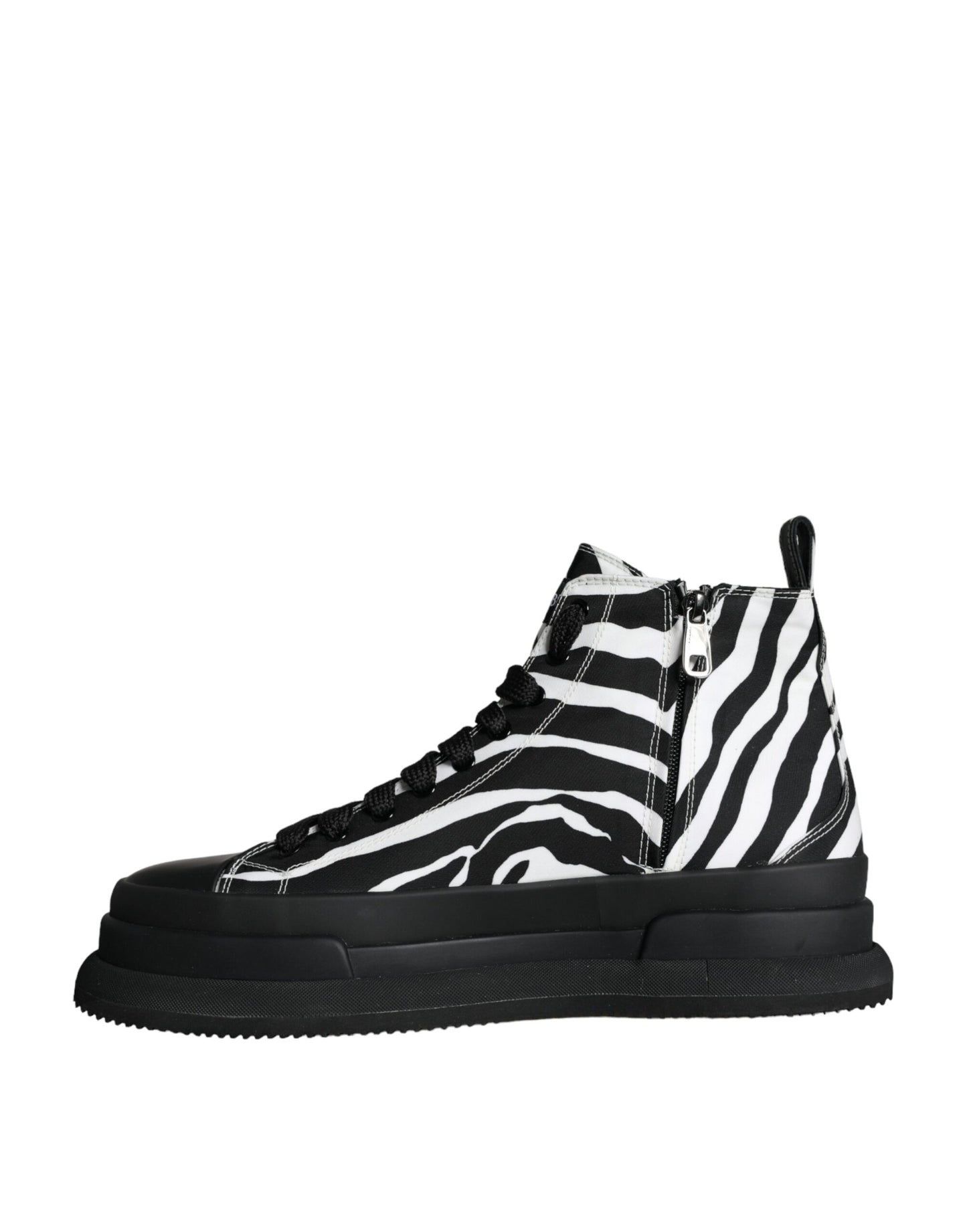 Dolce &amp; Gabbana Black White Zebra High Top Men Sneakers Shoes