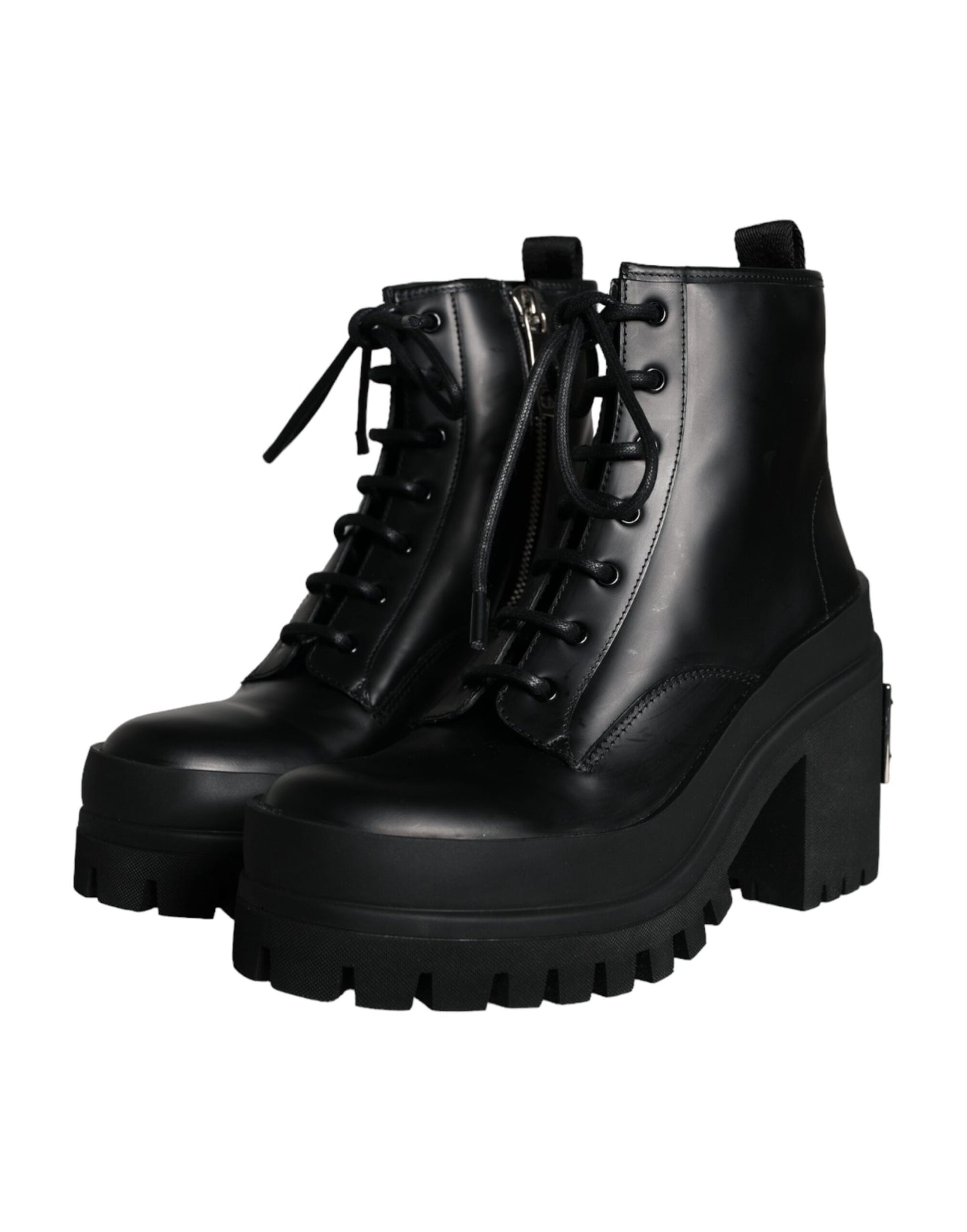 Dolce &amp; Gabbana Black Lace-Up Boots Trekking Boots Men Shoes