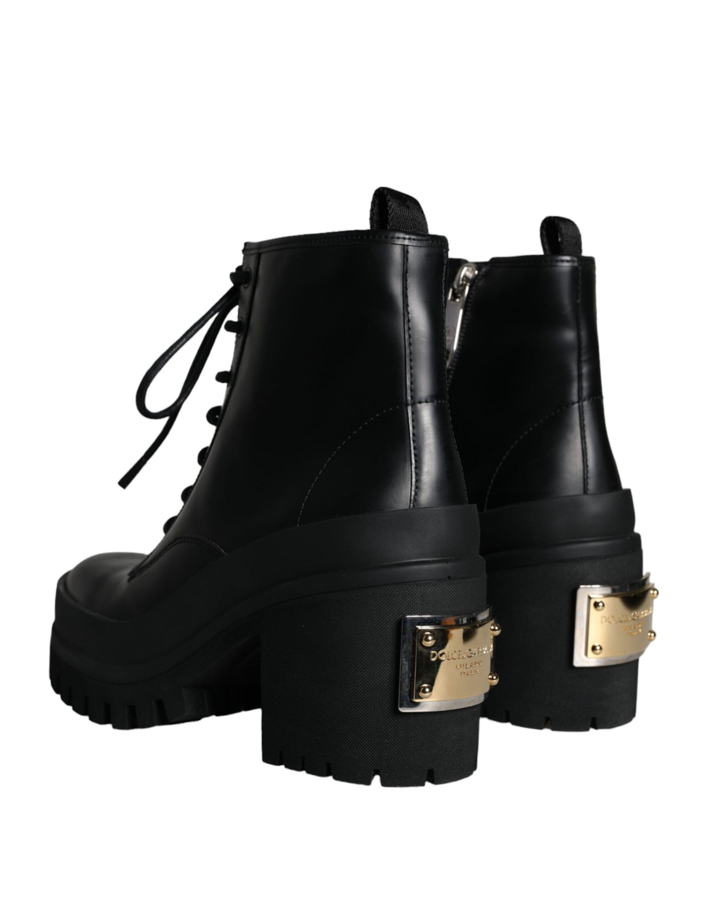 Dolce &amp; Gabbana Black Lace-Up Boots Trekking Boots Men Shoes