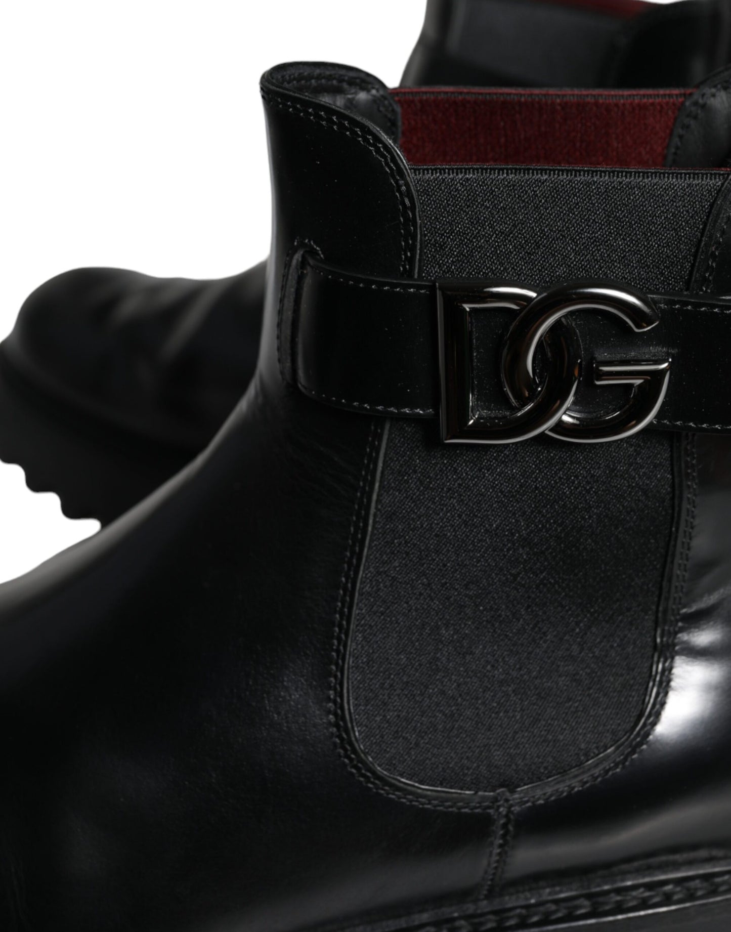 Dolce &amp; Gabbana Black Belt DG Logo Men Chelsea Boots Shoes