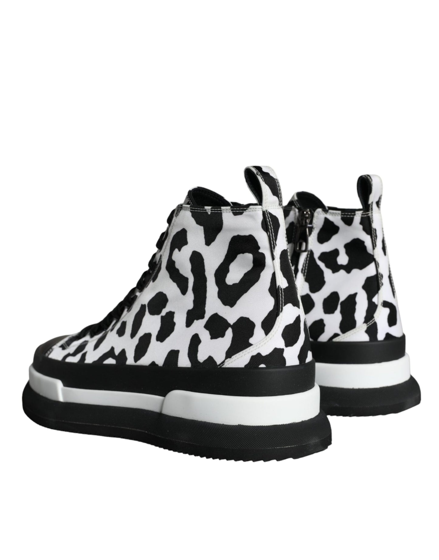 Dolce &amp; Gabbana Black White Leopard High Top Sneaker Shoes