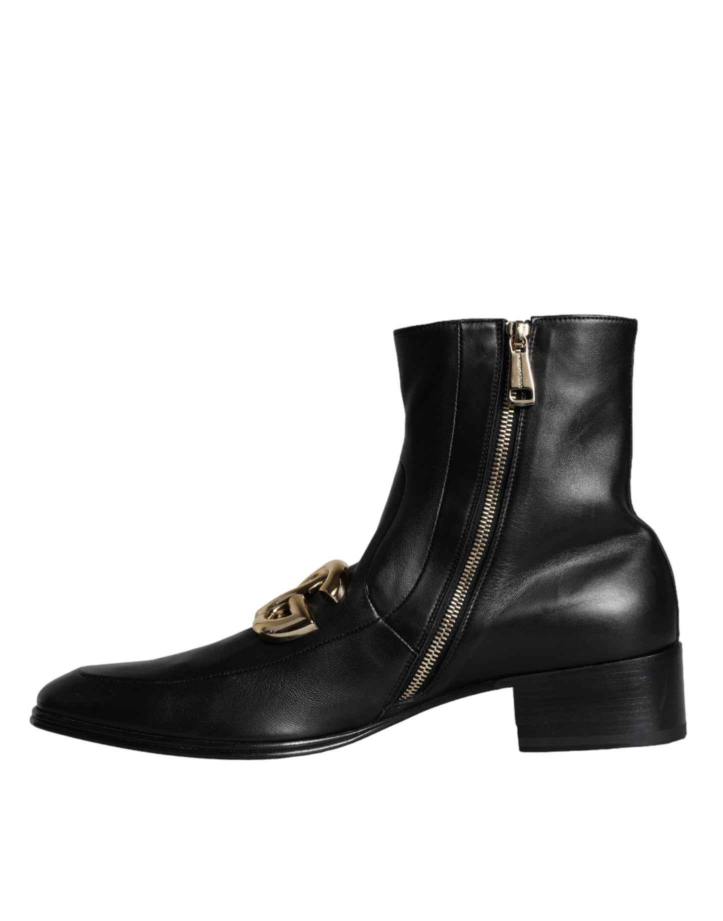 Dolce &amp; Gabbana Black Lambskin Leather Men Ankle Boots Shoes