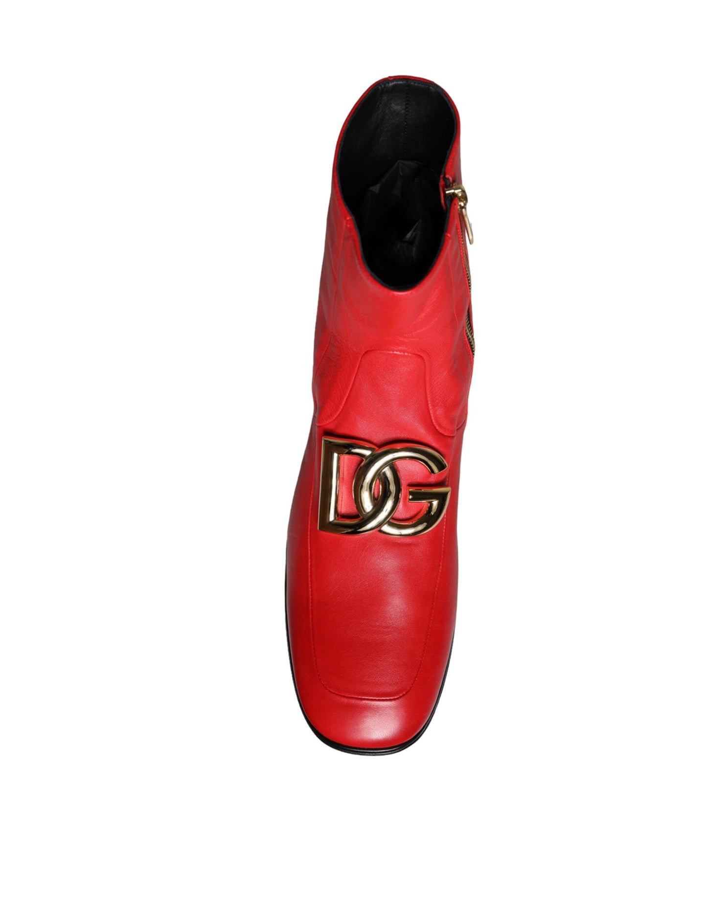 Dolce &amp; Gabbana Red Lambskin Leather Men Ankle Boots Shoes