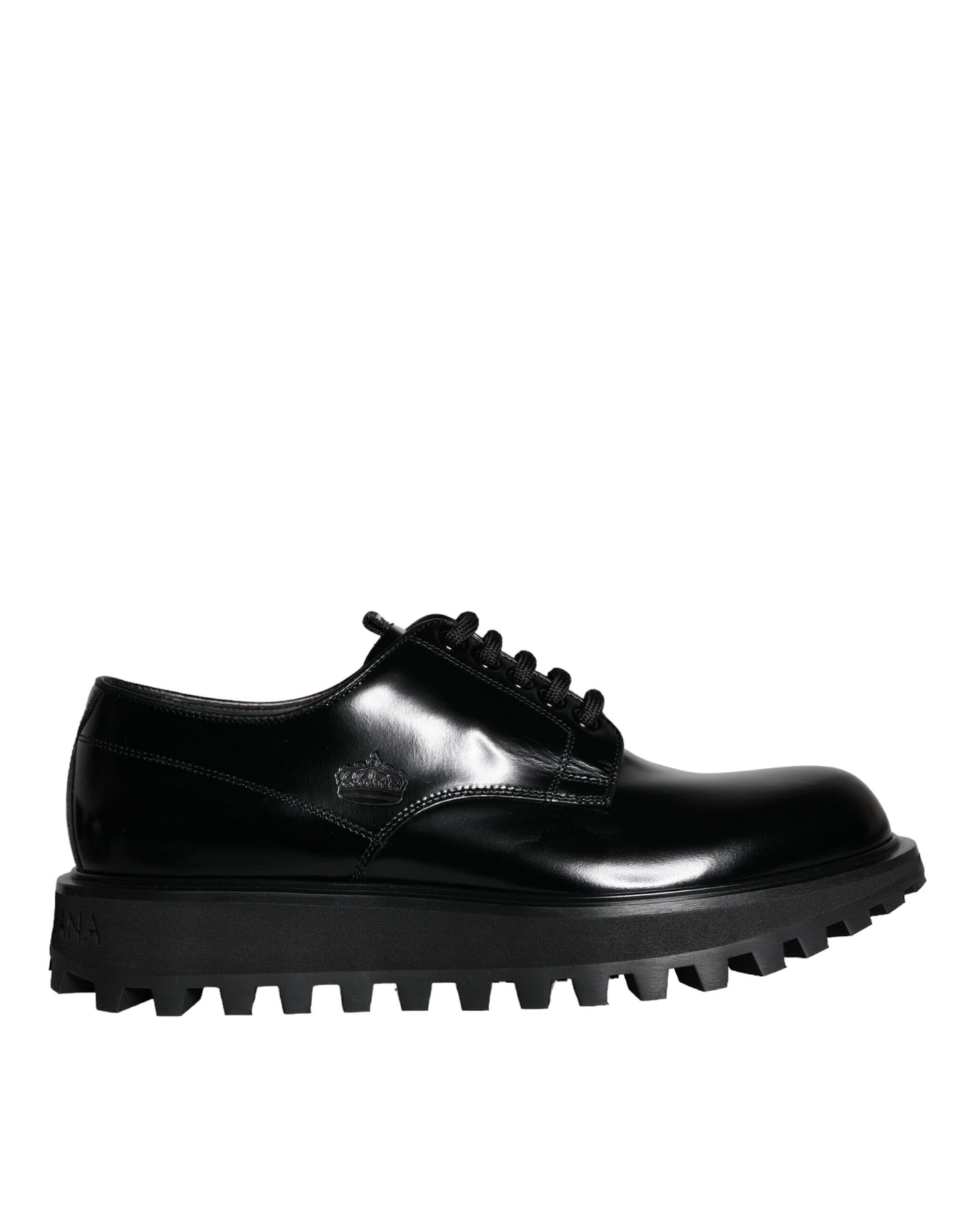 Dolce &amp; Gabbana Black Calfskin Derby Shoes for Formal Occasions