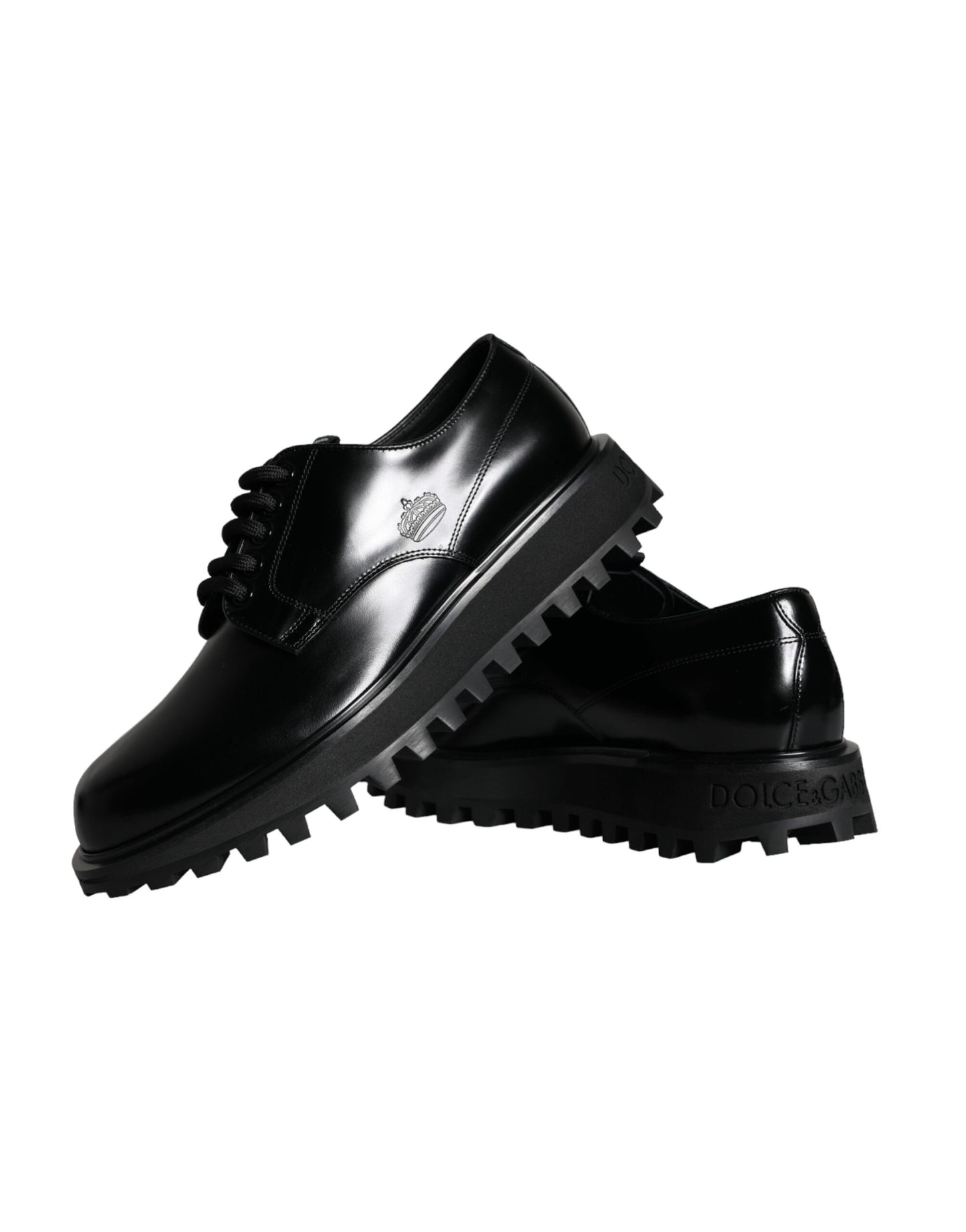 Dolce &amp; Gabbana Black Calfskin Derby Shoes for Formal Occasions