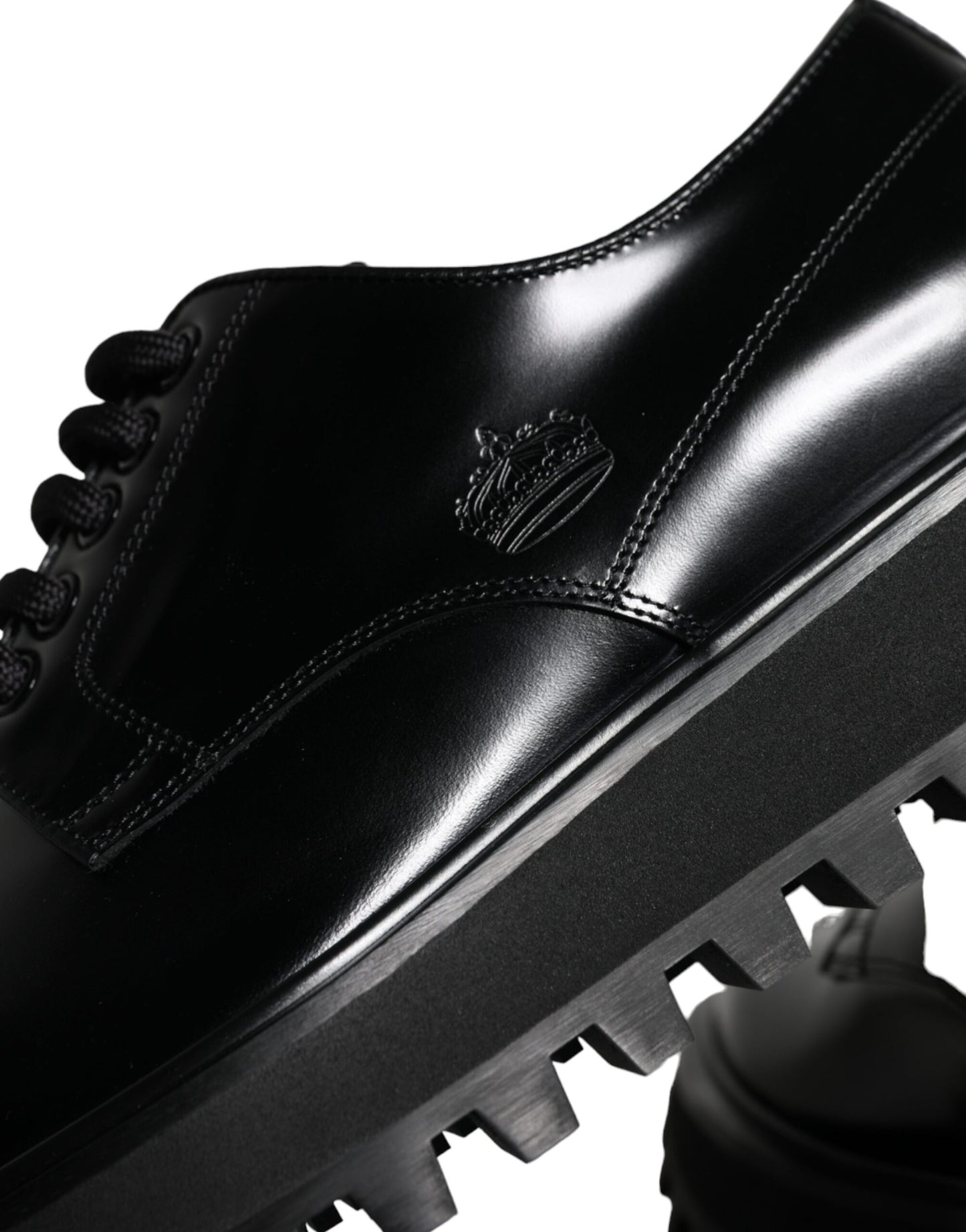 Dolce &amp; Gabbana Black Calfskin Derby Shoes for Formal Occasions