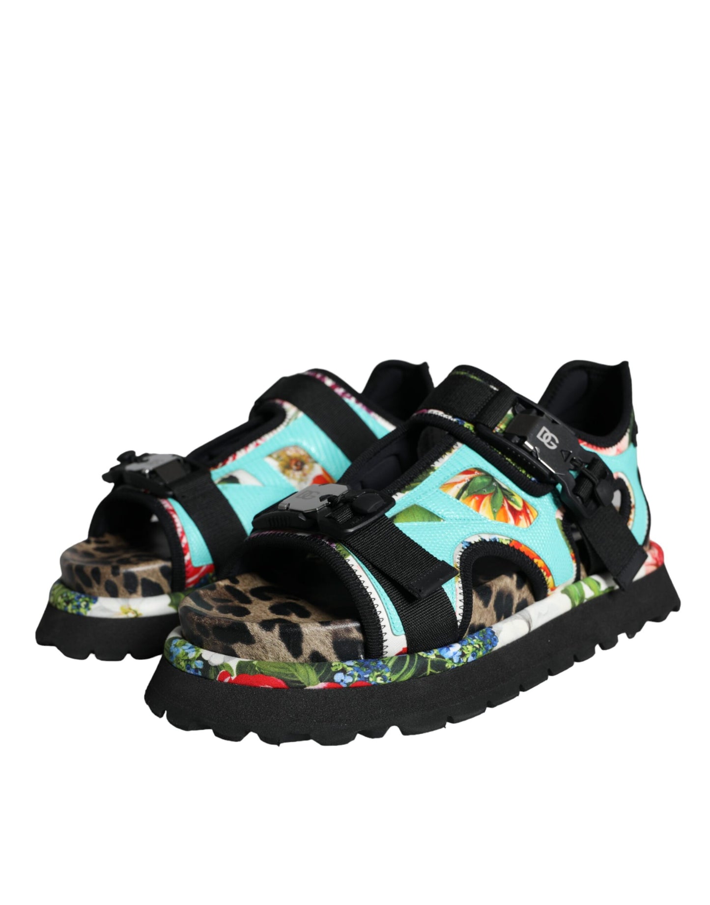 Dolce &amp; Gabbana Multicolor Patchwork Slides Sandals Men Shoes