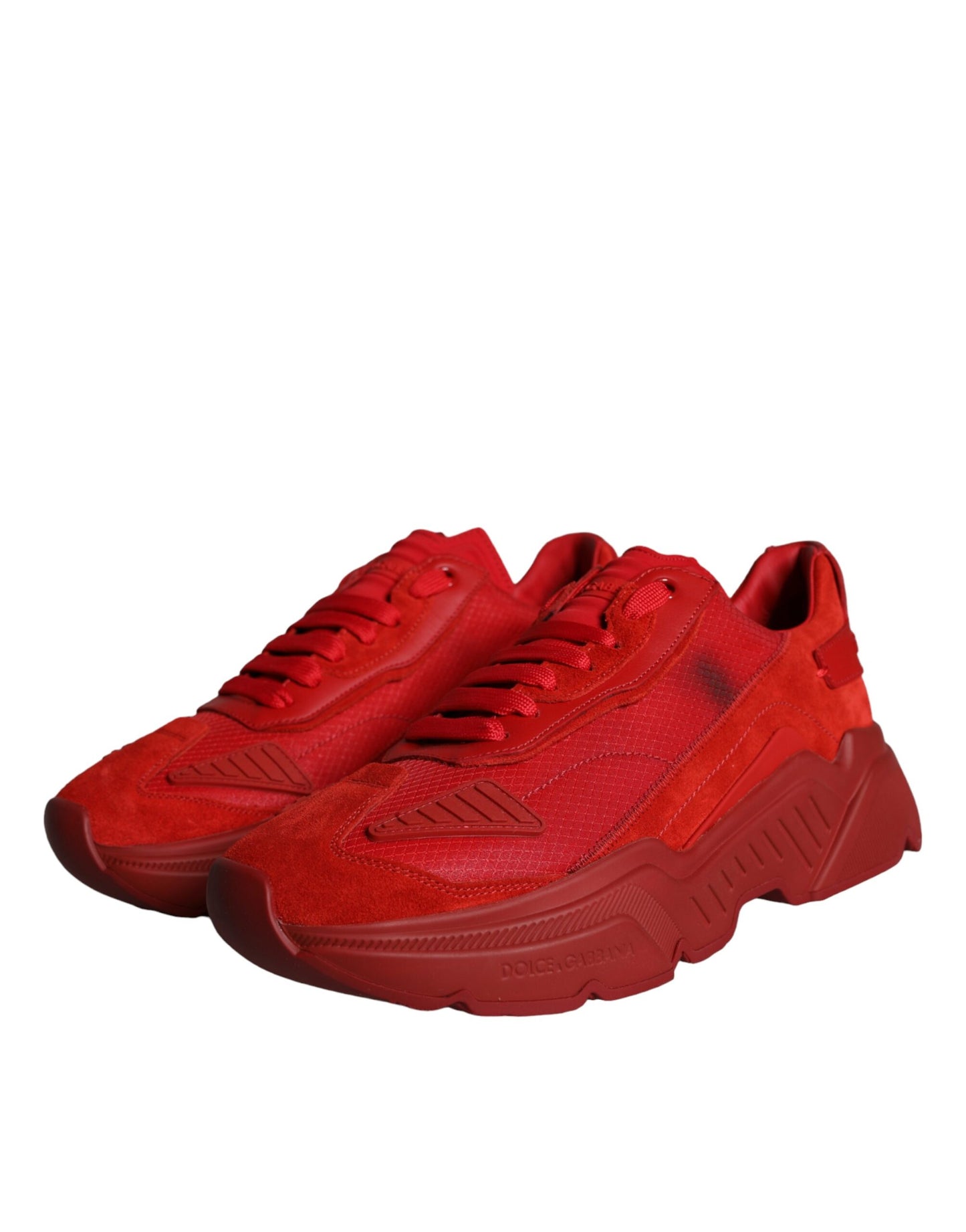 Dolce &amp; Gabbana Red Leather Daymaster Low Top Sneakers Shoes