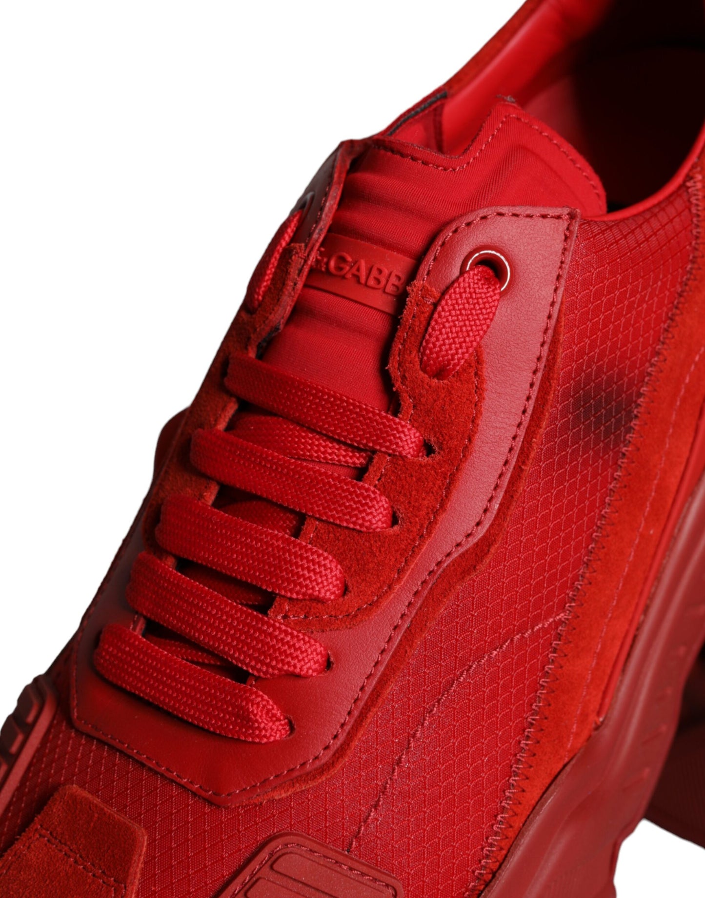 Dolce &amp; Gabbana Red Leather Daymaster Low Top Sneakers Shoes