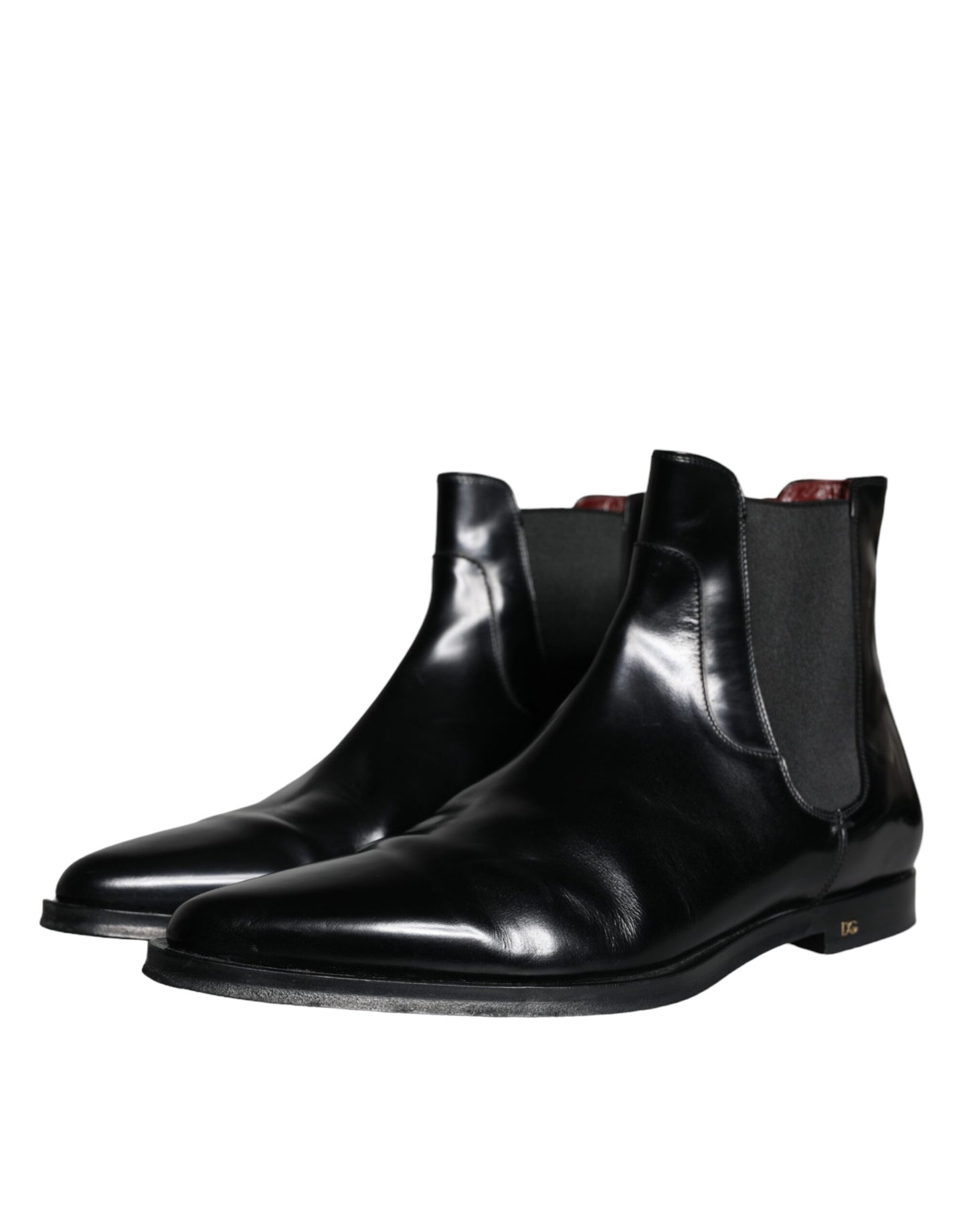 Dolce &amp; Gabbana Black Leather Chelsea Boots Shoes